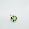 Colgante circular bañado en oro 18K con incrustación de abulón y diseño de delfín con diamantes - Ballena-Oro(Concha de Abulón)