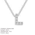 Polierter Edelstahl Buchstabe L Anhänger Halskette mit Zirkonia Steinen und 45cm Kette - L / Silber