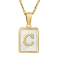 Collier en acier inoxydable doré avec pendentif en nacre et lettre C - Lettre C