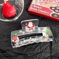 Molla per capelli natalizia in acrilico trasparente con Babbo Natale e fiocchi - Stampa Babbo Natale (8CM)