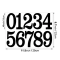 Autocollants chiffres 0-9 en vinyle noir étanche avec dimensions et mesures - 4 Pouces / Noir