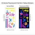 Tatuaggi temporanei fluorescenti CS-013 con rose colorate e motivi di farfalle - Stile Rosa Farfalla Nota (CS-013)