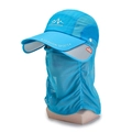Blauer Outdoor-Sonnenschutzhut mit abnehmbarer Maske und Nackenschutz zum Angeln - Einstellbar (56-60cm) / Ausziehbarer Krempe Stil / Himmelblau