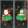 Detailed Christmas window stickers with Santa Claus, Snowman and Merry Christmas sign - Santa and Snowman Dual Panel Design (HYC-010) / 50x70cm
