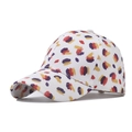 Gorra de béisbol de algodón con estampado abstracto colorido y visera curva en blanco - Ajustable / Blanco con Estampado Rojo Amarillo Púrpura (Estilo Chino Rojo)