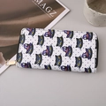 Long PU leather wallet featuring Halloween black cat and purple wizard hat print - White Wizard Hat Cat