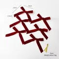 6 Pcs Pack of 13cm red velvet bows for Christmas tree decoration with golden ties - 2.5cm Wine Red / 6 Pack