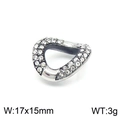 Sparkling silver heart pendant with rhinestones measuring 17x15mm and weighing 3g - Steel Color (KLJ6907-Z) / 17*15mm