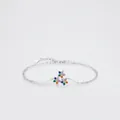 Bracciale in argento sterling S925 con fiori di zirconi colorati su sfondo bianco - Argento sterling 925