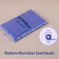 Medium blue 3mm glass seed beads with baked paint finish for DIY jewelry making - Medium Blue 3mm