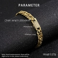Detalle de la pulsera de cadena cubana chapada en oro de 200mm x 9mm con cierre de circonitas - Dorado / Pulsera 20CM