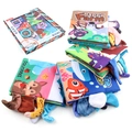 Dschungelschwanz-Stoffbuchset mit sensorischen 3D-Tierschwänzen und Geschenkbox für Babys - 4er-Pack Geschenkbox-Set (Meer/Bauernhof/Dinosaurier/Wald)