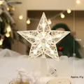 Lighted 18cm transparent Christmas tree star topper with warm LED glow and battery box - Button Cell / 15cm Polka Dot Warm Light