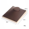 Dark brown brushed leather jewelry display stand with champagne gold trim and 21cm size - Horizontal Portrait Neck Form