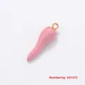 Chili shaped pendant with pink enamel and dimensions 7mm by 21mm in rose gold plating - VD1572 Rose Gold Pink Enamel Horn