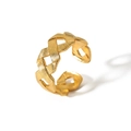 Minimalistischer 8mm breiter goldener gewebter Edelstahlring für Damen - Einstellbar Offen / Gold