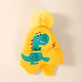 Yellow kids knitted hat with pompom and cute green dinosaur cartoon for winter - Knitted Dinosaur / Yellow