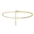 S925 sterling silver gold bracelet with paperclip chain and clear cubic zirconia - 1.5mm White Zirconium Electroplated With 14k Gold Length: 21.5 + 5cm Weight: Approximately 2.3g