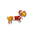 Spilla bassotto con vestito natalizio rosso con smalto glitter e design festivo cane - Bassotto di Natale (YNCP7253)