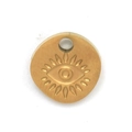Goldener runder Evil Eye Metallanhänger für DIY-Schmuck mit Loch zum Aufhängen - Geprägtes rundes Auge