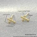 Minimalist gold-plated copper cross stud earrings with small metal beads design - EP10-Large Beaded Cross