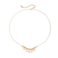 Collar de acero de titanio dorado con colgante de media luna y perlas refinadas - Estilo de Colgante de Media Luna de Perlas (JDNW2312017) / Dorado