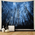 Deep blue starry forest tapestry hanging on wall in a minimalist home setting - Brushed Fabric / 73X95CM / GT111001 (星空隧道)