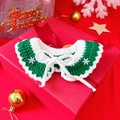 Detailed knit texture of green and white Christmas pet scarf with snowflake accents - S / Christmas Snowflake Green Cape