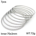 7pcs silver braided cable stackable bangles in stainless steel with 70x3mm dimensions - 7 Rings / Steel