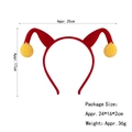 Red crochet Halloween clown headband with yellow plush pom-poms and elastic antennas - Red Knitted Jester Style