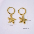 Starfish drop earrings in 14K gold plated stainless steel with textured sea star pendants - Starfish 1