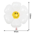 Large 110cm white daisy flower aluminum foil balloon with yellow smiley face for party decor - Large Smile Face