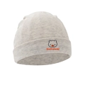 Light gray knit baby beanie featuring soft cotton texture and cute bear embroidery - Light Grey Bear - Single Hat
