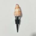 Creative wine stopper with orange checkered seashell design and stainless steel seal - Koi Shell Stopper