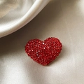 Sparkling red rhinestone heart brooch pin on light silk fabric for elegant suit decor - 364# Red Heart