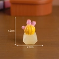 Miniature resin cactus succulents in pink and yellow with resin jade base 4.2cm height - No. 8 Yellow Pink