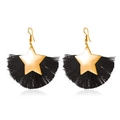 Bohemian gold star earrings with black fringe tassels for a vintage ethnic style look - Black Pentagram Tassel (A-1467)