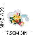 Detailed size view of medical stethoscope and floral embroidery patch with dimensions - Stethoscope Cap Flowers (44号)