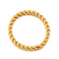 Minimalist twisted rope style open ring in gold finish with spiral braided design - Twisted Braid (KLJ5060-Z)