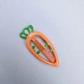 Cartoon carrot hair clip for girls with bright orange finish and metal BB snap base - Orange Carrot