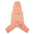 Orange-pink quilted winter pet jumpsuit with dual D-rings and adjustable drawstring - S / Orange