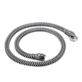 8mm stainless steel snake head chain necklace with detailed scales on white background - Type A Steel Color Snake Head Necklace (KN202158-KJX)