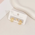 Set di tre orecchini a lobo in acciaio inossidabile dorato con gatto e zircone tondo - Set Gatto Zirconia / Oro