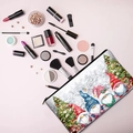 Trousse à maquillage avec motif nains de Noël, décor de neige et fermeture à glissière - Lutins de Noël à l'Aquarelle (HZB02-6)