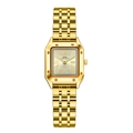 Montre vintage carrée pour femme en or avec chiffres romains et bracelet à maillons métalliques - Or rose