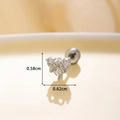 Pendiente de plata con corazón y lazo con circón, dimensiones de 0,58cm por 0,62cm - Blanco (Pieza Única)