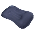 Dark blue ergonomic inflatable travel neck pillow with manual press pump and air valve - Milk Silk / Square Pillow / Navy Blue