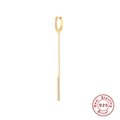 Elegant gold S925 sterling silver chain drop earrings with sparkling cubic zirconia - Gold - Bar Zirconia Style