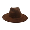 Sombrero Fedora de gamuza sintética marrón oscuro con ala ancha y copa clásica - Talla única / café