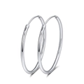 Classic S925 sterling silver hoop earrings with polished bright silver finish - Silver XL Hoop Earrings (SE146-40CM)